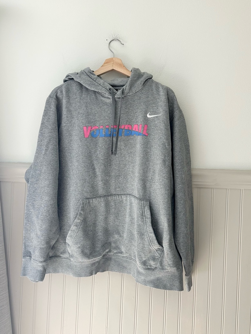 Nike XL Volleyball Gray Hoodie with Pink and Blue Sweatshirt